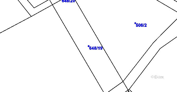 Parcela st. 648/19 v KÚ Broumovice, Katastrální mapa