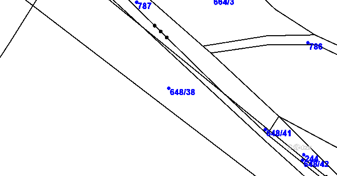 Parcela st. 648/38 v KÚ Broumovice, Katastrální mapa