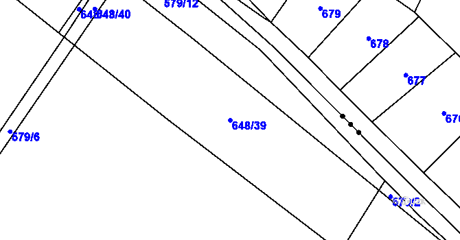 Parcela st. 648/39 v KÚ Broumovice, Katastrální mapa
