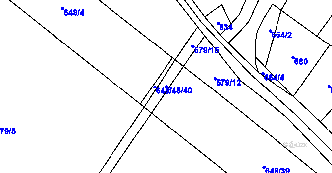Parcela st. 648/40 v KÚ Broumovice, Katastrální mapa