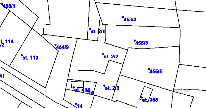 Parcela st. 2/2 v KÚ Broumy, Katastrální mapa