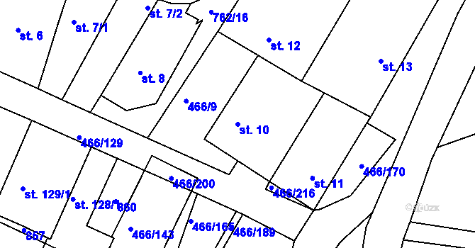 Parcela st. 10 v KÚ Broumy, Katastrální mapa