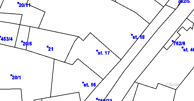 Parcela st. 17 v KÚ Broumy, Katastrální mapa