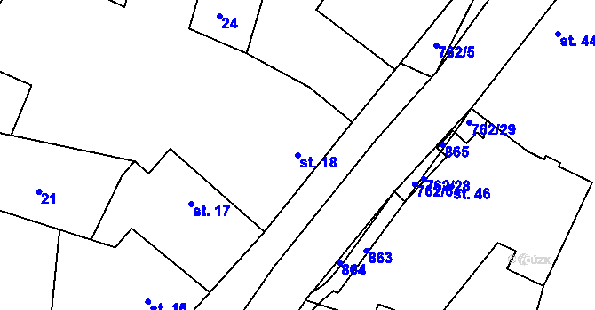 Parcela st. 18 v KÚ Broumy, Katastrální mapa