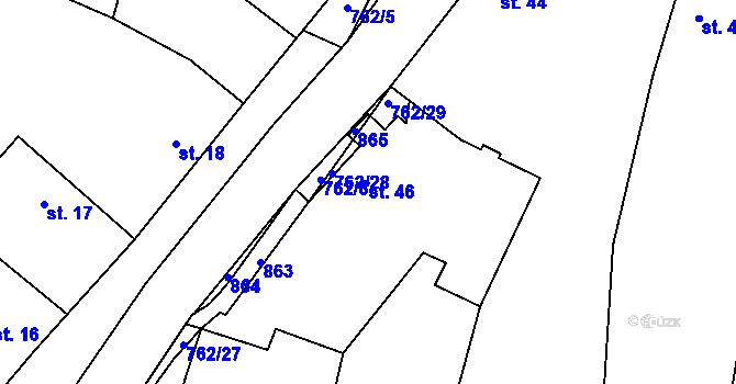 Parcela st. 46 v KÚ Broumy, Katastrální mapa