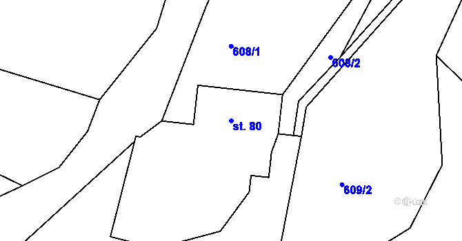 Parcela st. 80 v KÚ Broumy, Katastrální mapa