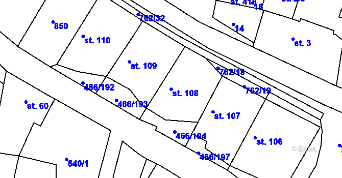 Parcela st. 108 v KÚ Broumy, Katastrální mapa