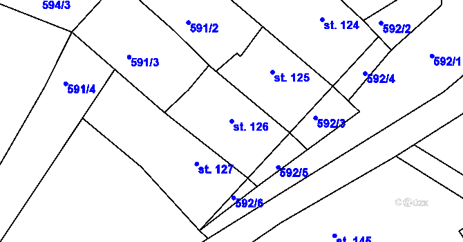 Parcela st. 126 v KÚ Broumy, Katastrální mapa