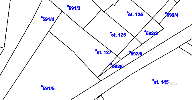 Parcela st. 127 v KÚ Broumy, Katastrální mapa