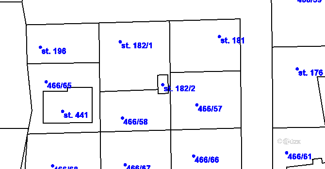 Parcela st. 182/2 v KÚ Broumy, Katastrální mapa