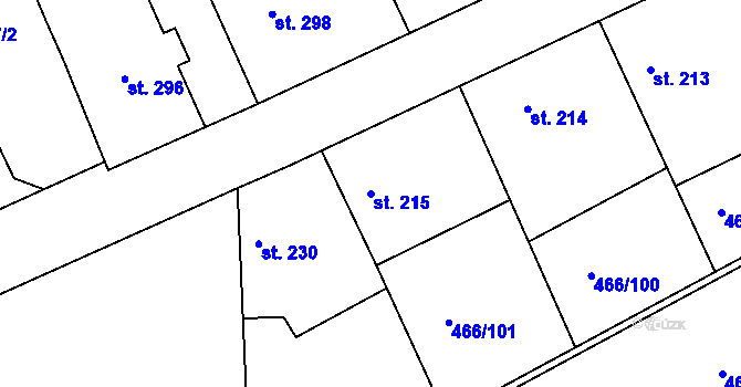 Parcela st. 215 v KÚ Broumy, Katastrální mapa