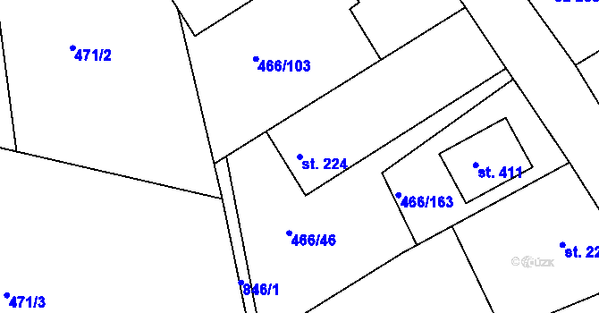 Parcela st. 224 v KÚ Broumy, Katastrální mapa