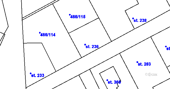 Parcela st. 236 v KÚ Broumy, Katastrální mapa