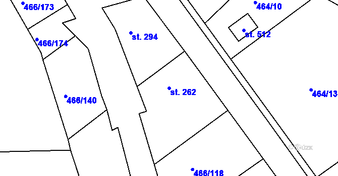Parcela st. 262 v KÚ Broumy, Katastrální mapa