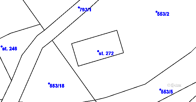 Parcela st. 272 v KÚ Broumy, Katastrální mapa