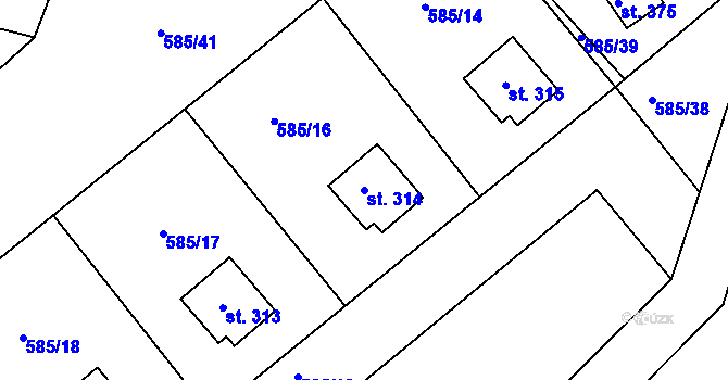 Parcela st. 314 v KÚ Broumy, Katastrální mapa