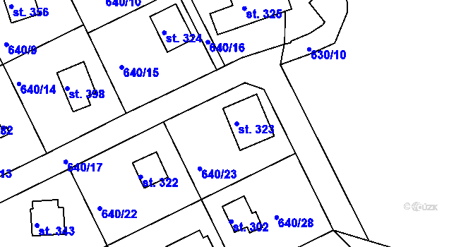 Parcela st. 323 v KÚ Broumy, Katastrální mapa