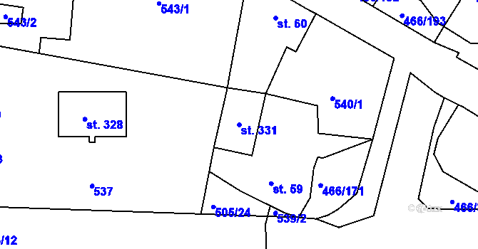 Parcela st. 331 v KÚ Broumy, Katastrální mapa