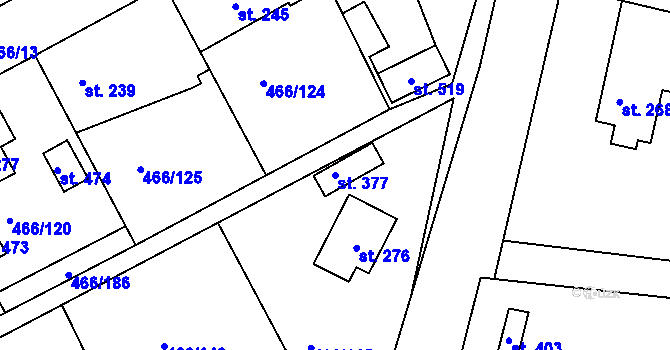 Parcela st. 377 v KÚ Broumy, Katastrální mapa