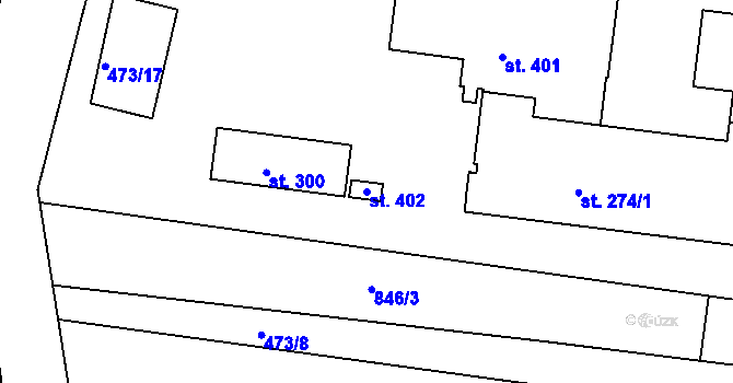 Parcela st. 402 v KÚ Broumy, Katastrální mapa