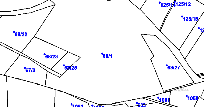 Parcela st. 68/1 v KÚ Broumy, Katastrální mapa