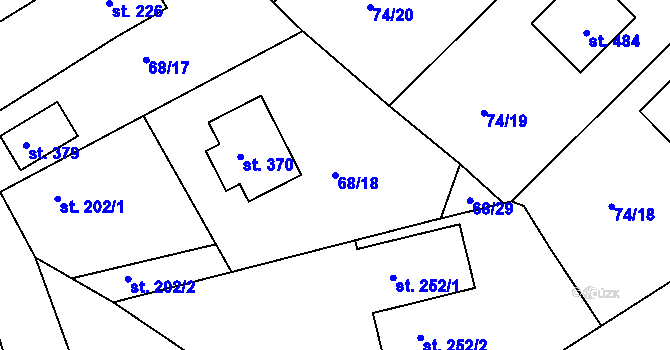 Parcela st. 68/18 v KÚ Broumy, Katastrální mapa