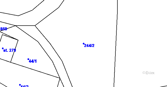 Parcela st. 244/2 v KÚ Broumy, Katastrální mapa