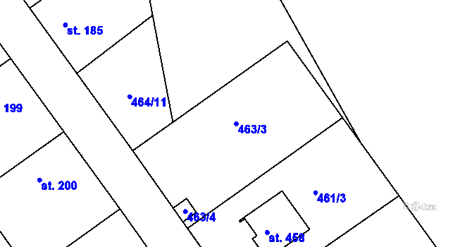 Parcela st. 463/3 v KÚ Broumy, Katastrální mapa
