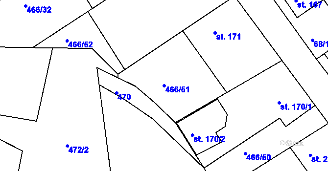 Parcela st. 466/51 v KÚ Broumy, Katastrální mapa