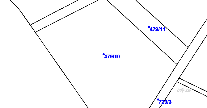 Parcela st. 479/10 v KÚ Broumy, Katastrální mapa