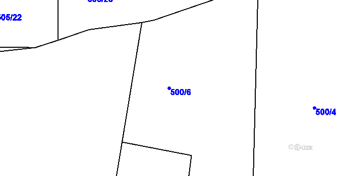 Parcela st. 500/6 v KÚ Broumy, Katastrální mapa