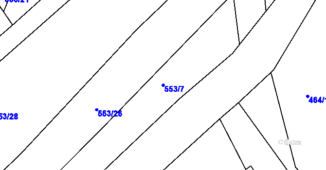 Parcela st. 553/7 v KÚ Broumy, Katastrální mapa