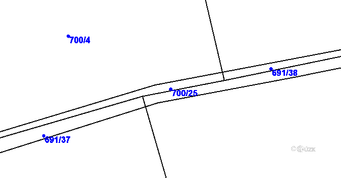 Parcela st. 700/25 v KÚ Broumy, Katastrální mapa