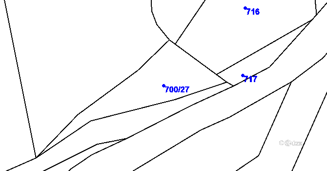 Parcela st. 700/27 v KÚ Broumy, Katastrální mapa