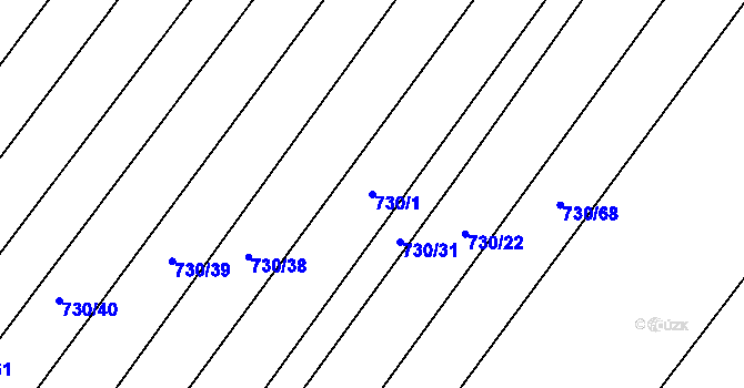 Parcela st. 730/1 v KÚ Broumy, Katastrální mapa