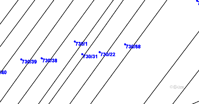 Parcela st. 730/22 v KÚ Broumy, Katastrální mapa