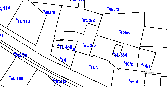 Parcela st. 2/3 v KÚ Broumy, Katastrální mapa