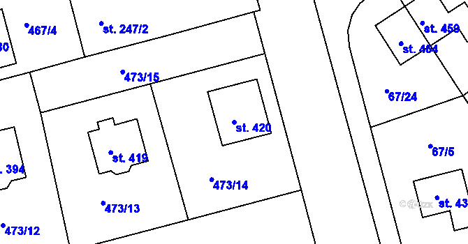 Parcela st. 420 v KÚ Broumy, Katastrální mapa