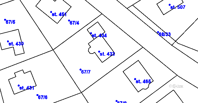Parcela st. 433 v KÚ Broumy, Katastrální mapa
