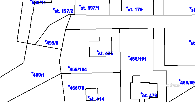 Parcela st. 435 v KÚ Broumy, Katastrální mapa