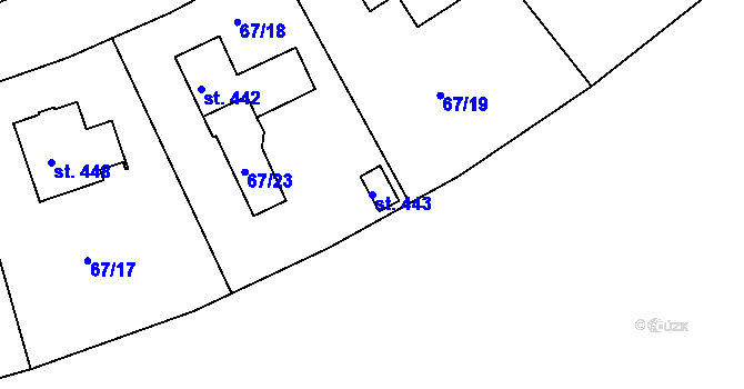 Parcela st. 443 v KÚ Broumy, Katastrální mapa