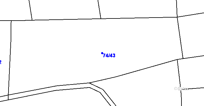Parcela st. 74/43 v KÚ Broumy, Katastrální mapa