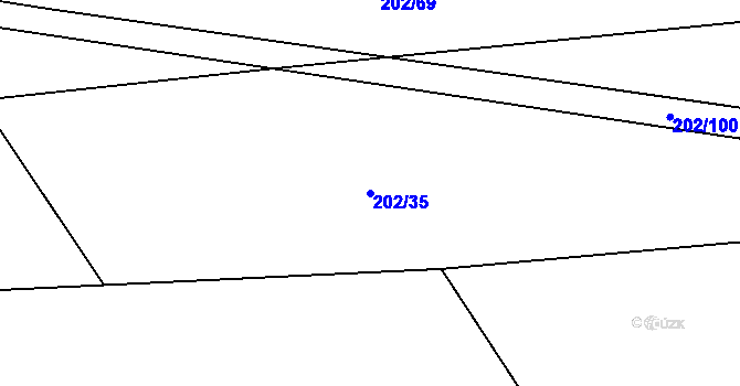 Parcela st. 202/35 v KÚ Broumy, Katastrální mapa