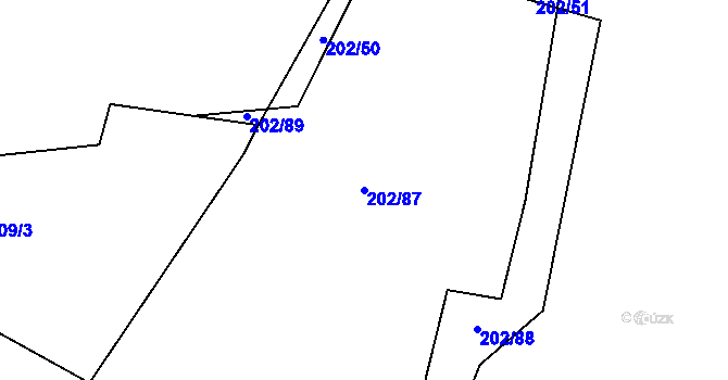 Parcela st. 202/87 v KÚ Broumy, Katastrální mapa
