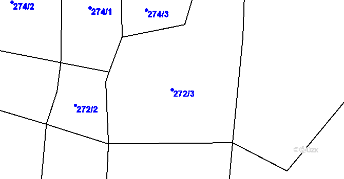 Parcela st. 272/3 v KÚ Broumy, Katastrální mapa