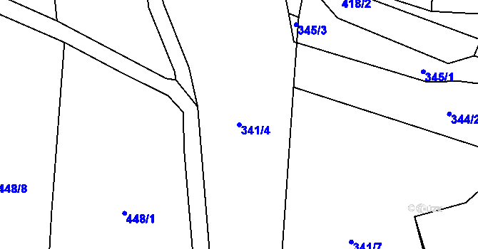 Parcela st. 341/4 v KÚ Broumy, Katastrální mapa