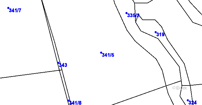 Parcela st. 341/5 v KÚ Broumy, Katastrální mapa