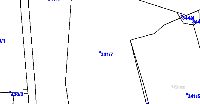 Parcela st. 341/7 v KÚ Broumy, Katastrální mapa