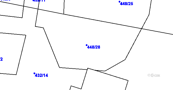 Parcela st. 448/28 v KÚ Broumy, Katastrální mapa