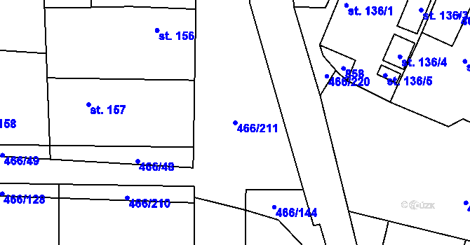 Parcela st. 466/211 v KÚ Broumy, Katastrální mapa